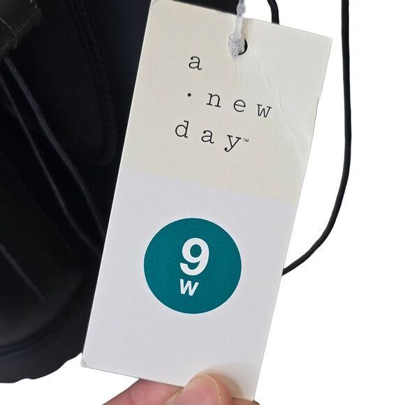 NWT A New Day Women's 9W Wide Chelsea Black Waterproof Ankle Rain Booties - Picture 8 of 12